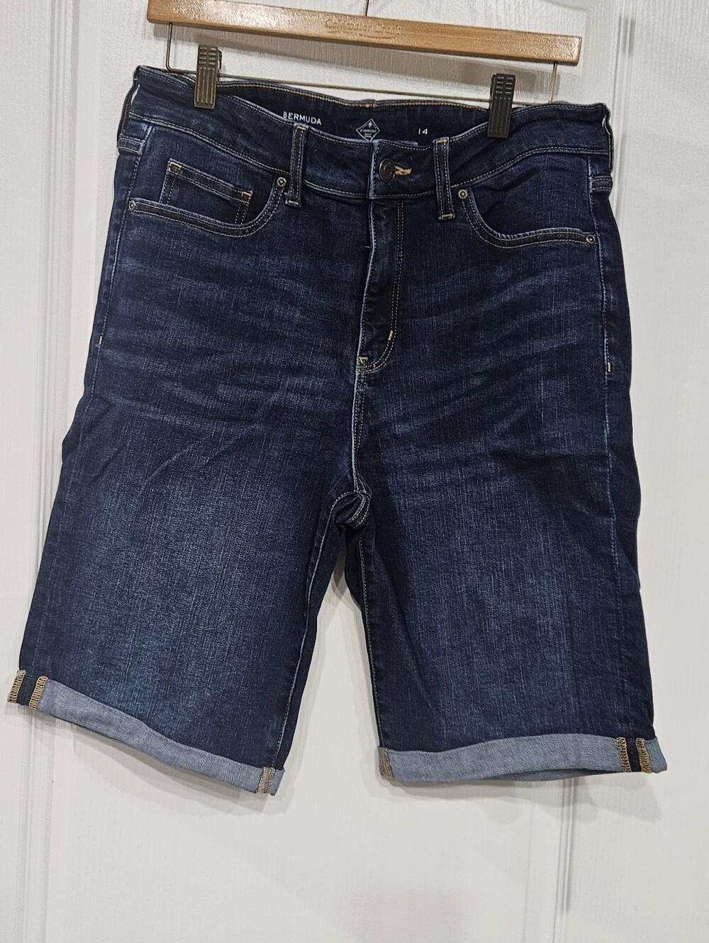 St. John's Bay Dark Indigo Denim Bermuda Shorts - Picture 2 of 2